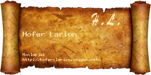 Hofer Larion névjegykártya